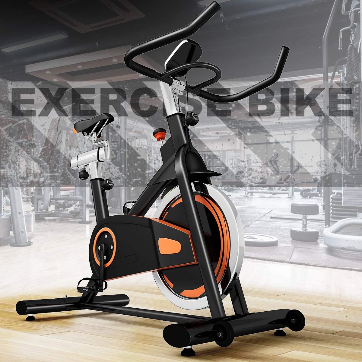 GYMAX Indoor Cycling Bike, Stationary Exercise Bike with LCD Monitor Heavy Duty 30 LBS Flywheel & Comfortable Seat Cushion for Home Cardio Workout