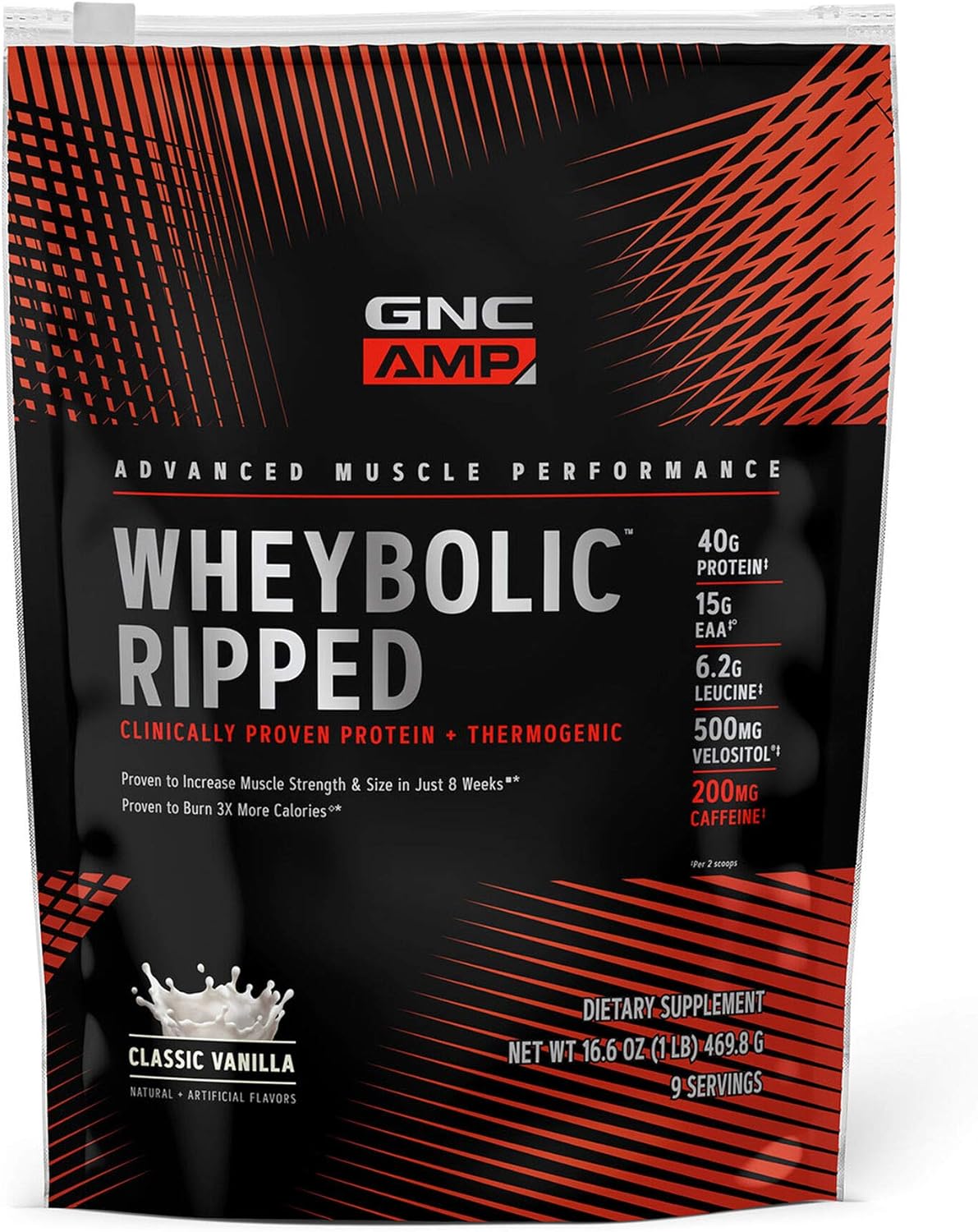 GNC AMP Wheybolic Ripped | Targeted Muscle Building and Workout Support Formula | Pure Whey Protein Powder Isolate with BCAA | Gluten Free | 22 Servings | Classic Vanilla Pack of 2