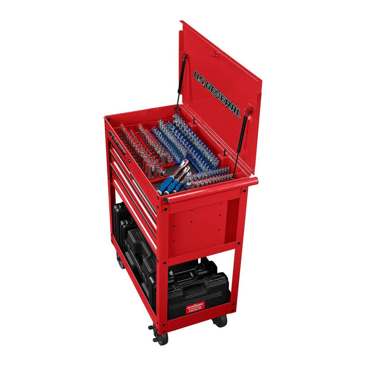 U.S. GENERAL 30 in., 4-Drawer Tech Cart, Red