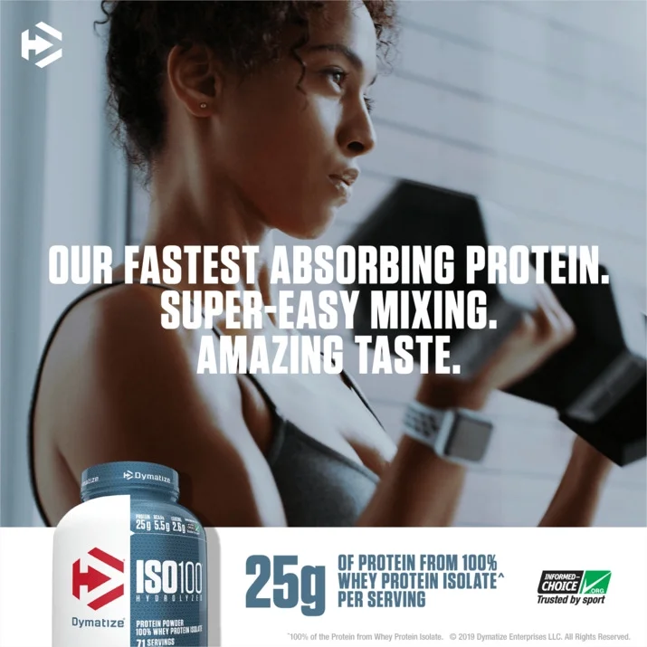 Dymatize ISO100 Hydrolyzed Whey Isolate Protein Powder, Fudge Brownie, 3 lb