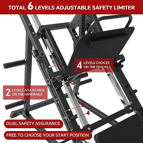 SPART Leg Press Machine with Calf Block, Professional Adjustable Leg Machine with Resistance Band Pegs and Plate Storages, Heavy Duty Workout Equipment for Leg Strength Training Home Gym