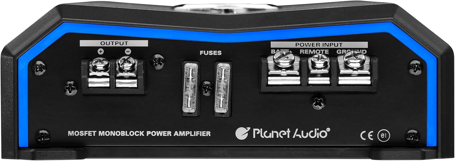 Planet Audio PL2000.1M Monoblock Car Amplifier - 2000 Watts, 2/4 Ohm Stable, Class A/B, Mosfet Power Supply, Great for Subwoofers