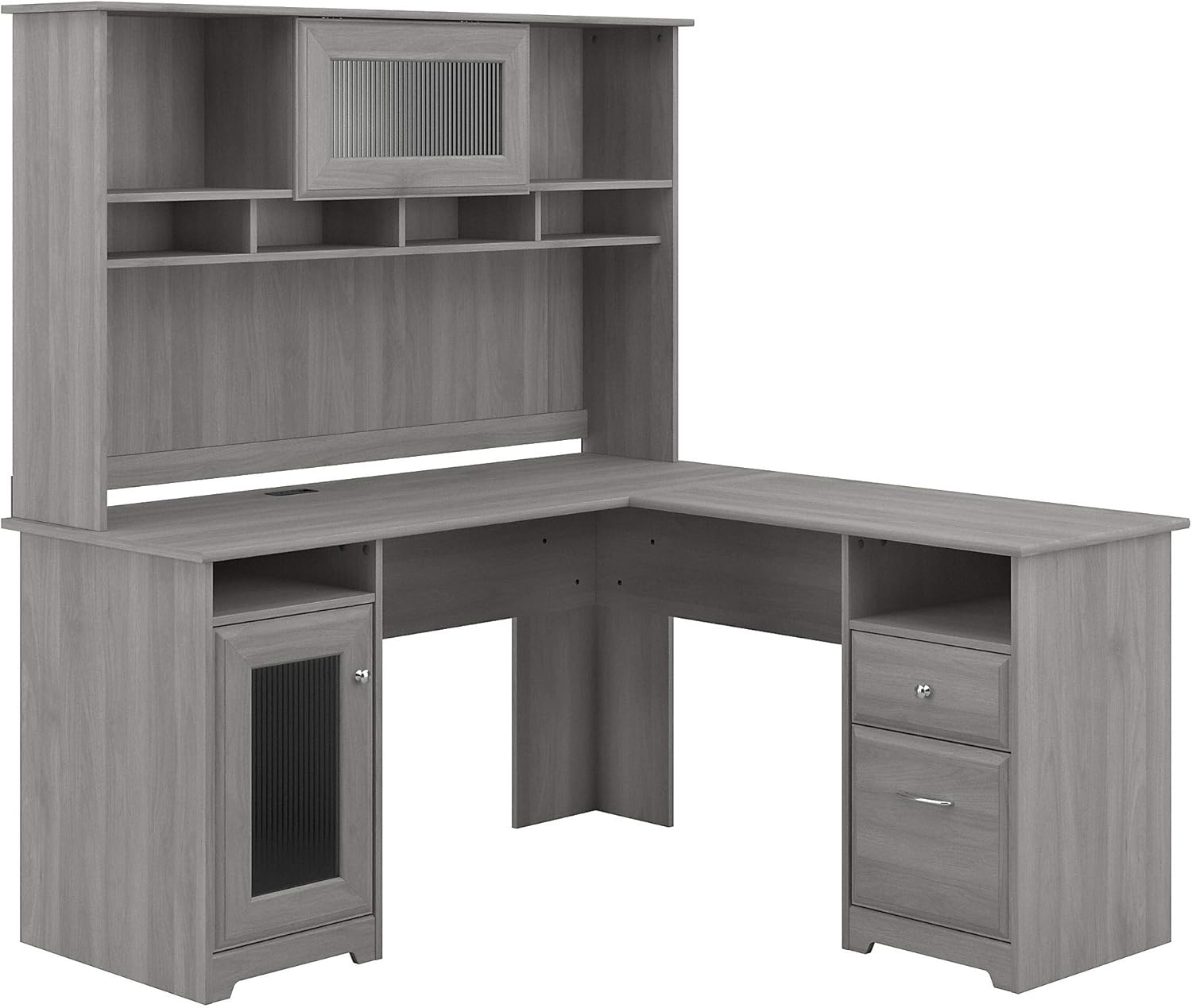 Bush Furniture Cabot L Shaped Desk with Hutch in Espresso Oak