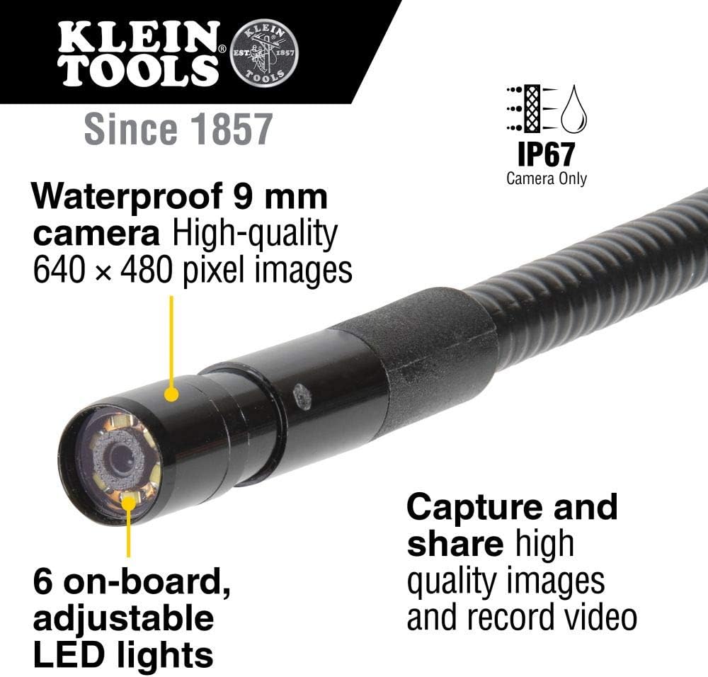 Klein Tools ET20 WIfi Borescope Inspection Camera with Rechargeable Lithium-Ion Battery and On-Board LED Lights
