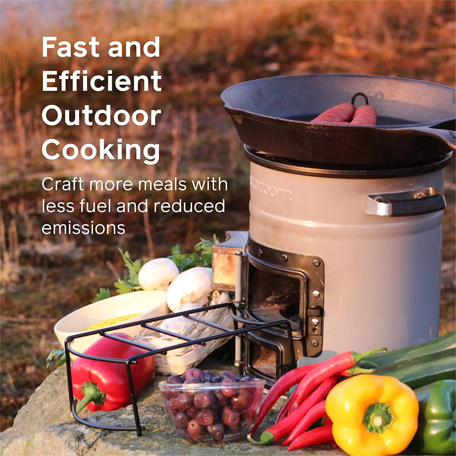 Rocket Stove, Portable Camp Stove for Outdoor Cooking, Versa Dual-Fuel (Wood & Charcoal)
