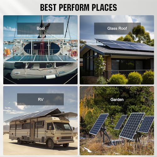 ECO-WORTHY Bifacial 195 Watt 12 Volt 12BB Solar Panel Monocrystalline Double-Sided Power Generation Rigid High-Efficiency PV Module Power Charger for RV,Sunsheds,Canopies,Farms,Home and Off-Grid