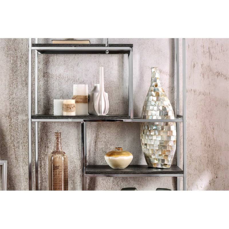 Furniture of America Jan Modern 6 Shelf Bookcase in Chrome