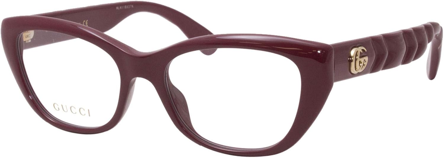 Gucci GG0813O 003 Eyeglasses Women's Burgundy/Gold Full Rim Optical Frame 52mm