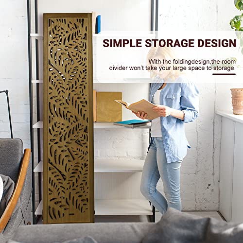 ECOMEX 6 Panel Room Divider, Cutout Room Divider Wall, Freestanding Folding Room Divider Screen, Room Dividers and Folding Privacy Screens Room Partition for Office (Brown)