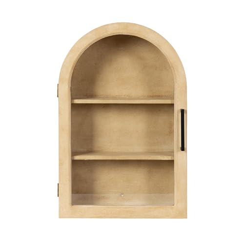 Kate and Laurel Arcott Modern Arch Wall Cabinet, 21 x 8 x 30, Natural Wood and White, Transitional Arched Cabinet for Use as Over-The-Toilet Storage or Living Room Storage Cabinet