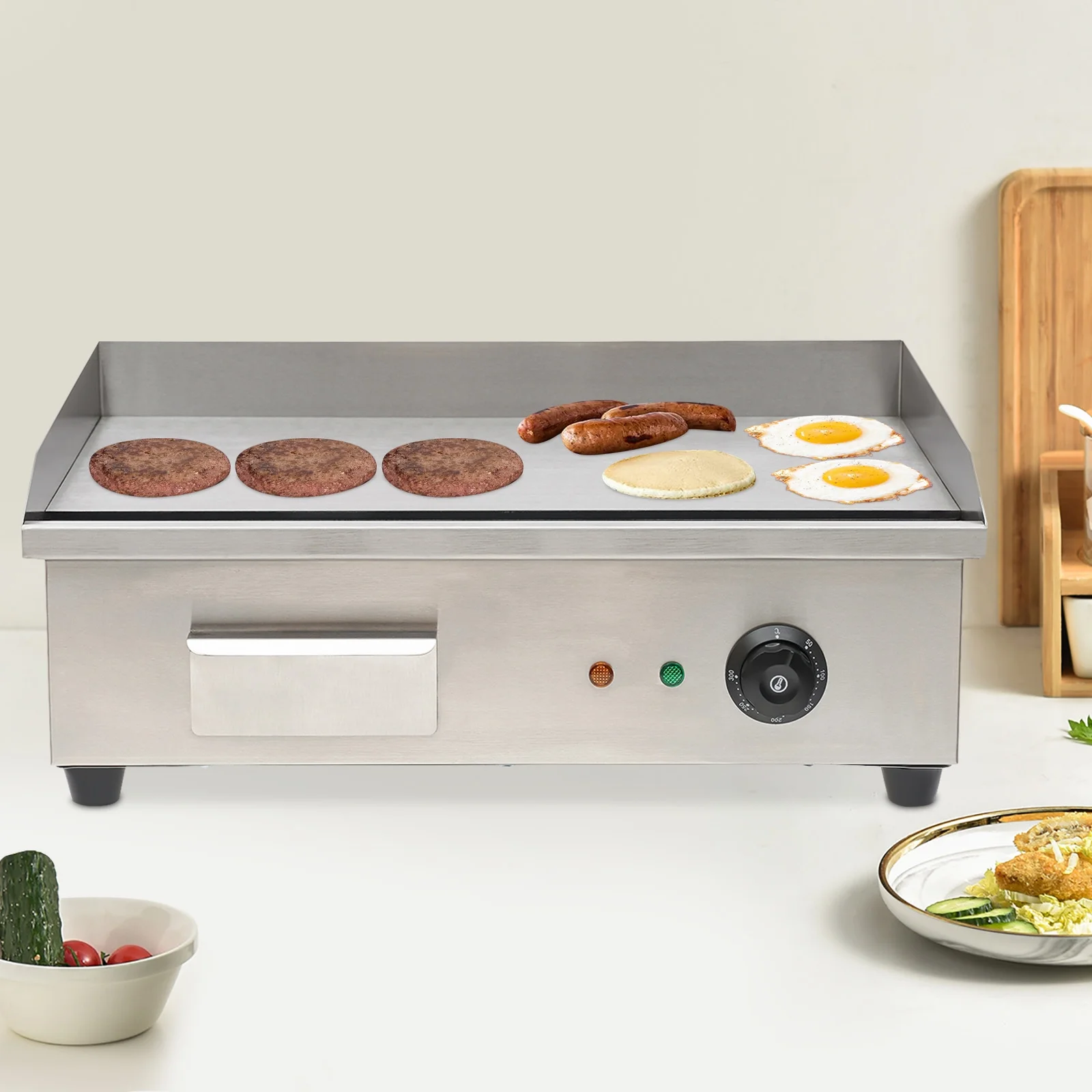 3000w Electric Countertop Griddle Flat For Restaurant Grill BBQ Thermostat 22"