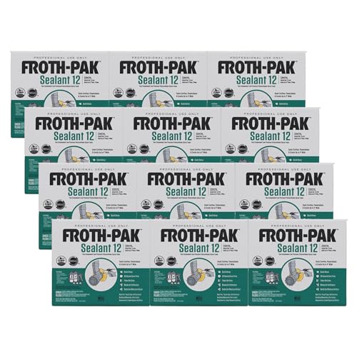 Froth-Pak 12 Spray Foam Sealant Kit, 3ft Hose, 2-Pack. Low GWP Formula. Seals Cavities, Penetrations & Gaps. Yields Up to 12 Board ft. at 2” Thick, 4” Width. Two Component, Polyurethane, Closed Cell