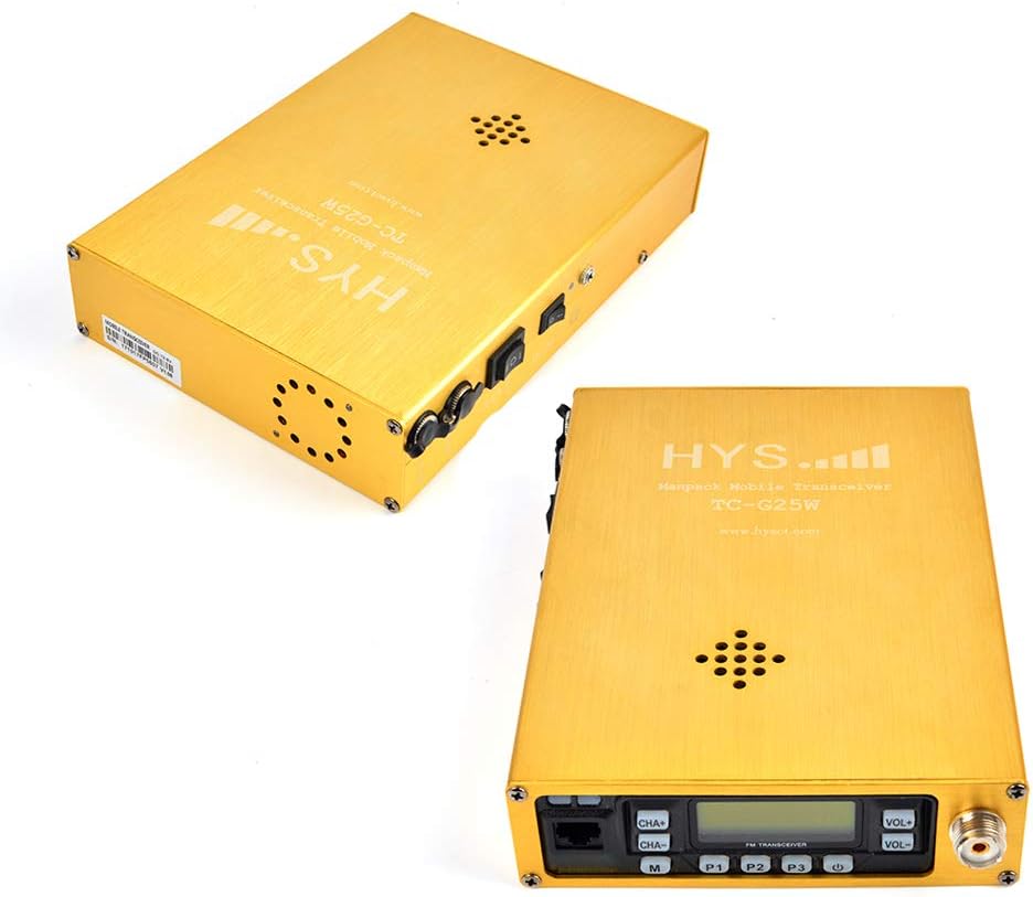 HYS Dual Band VHF/UHF Mobile Transceiver Golden Mobile Ham Radio Amateur Radio Built-in 12000mAh Battery with Programming Cable Antenna SO239 to PL259 Adapter (A Complete Set of)