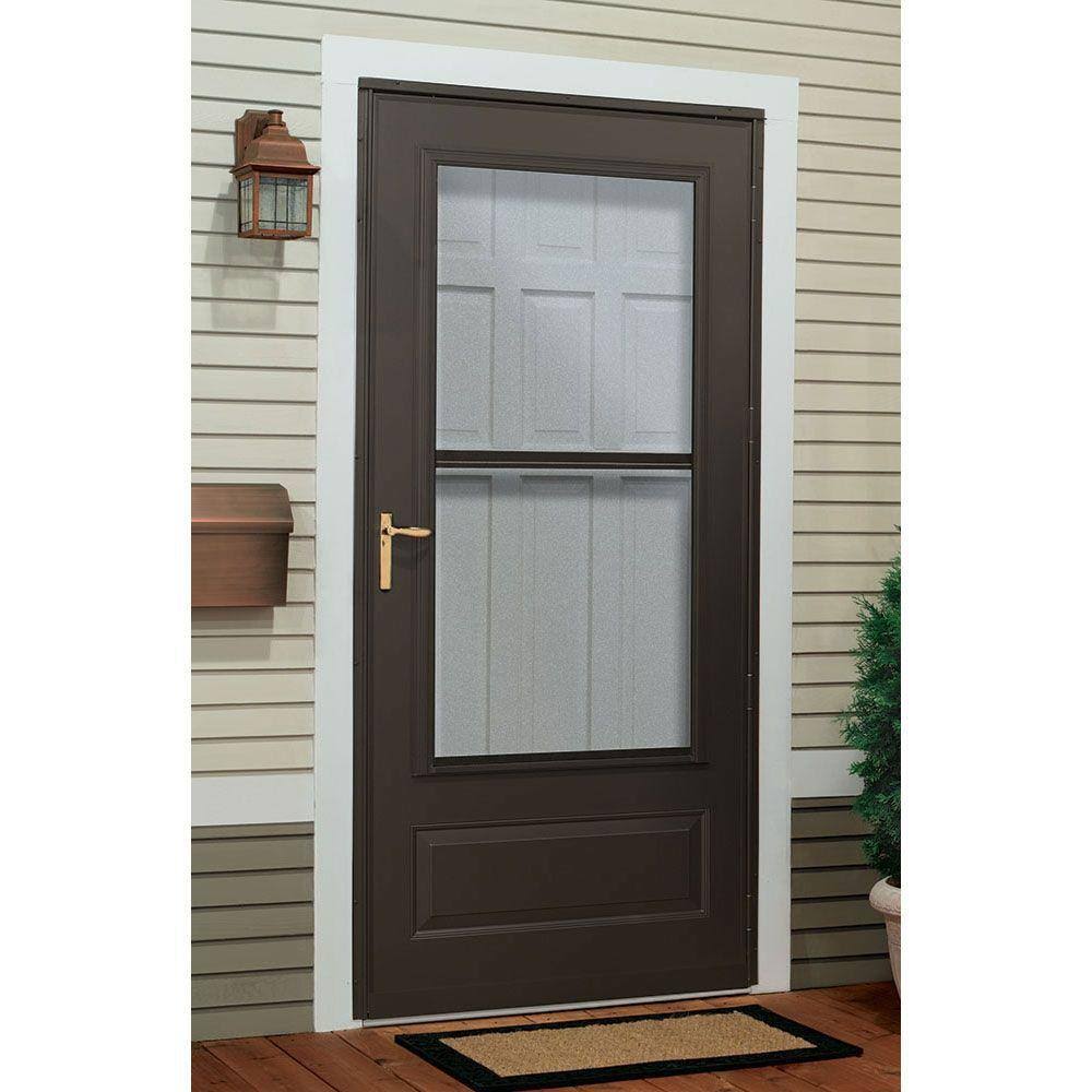 Emco 22852 30 in. x 80 in. 300 Series White Universal Triple-Track Aluminum Storm Door with Nickel Hardware