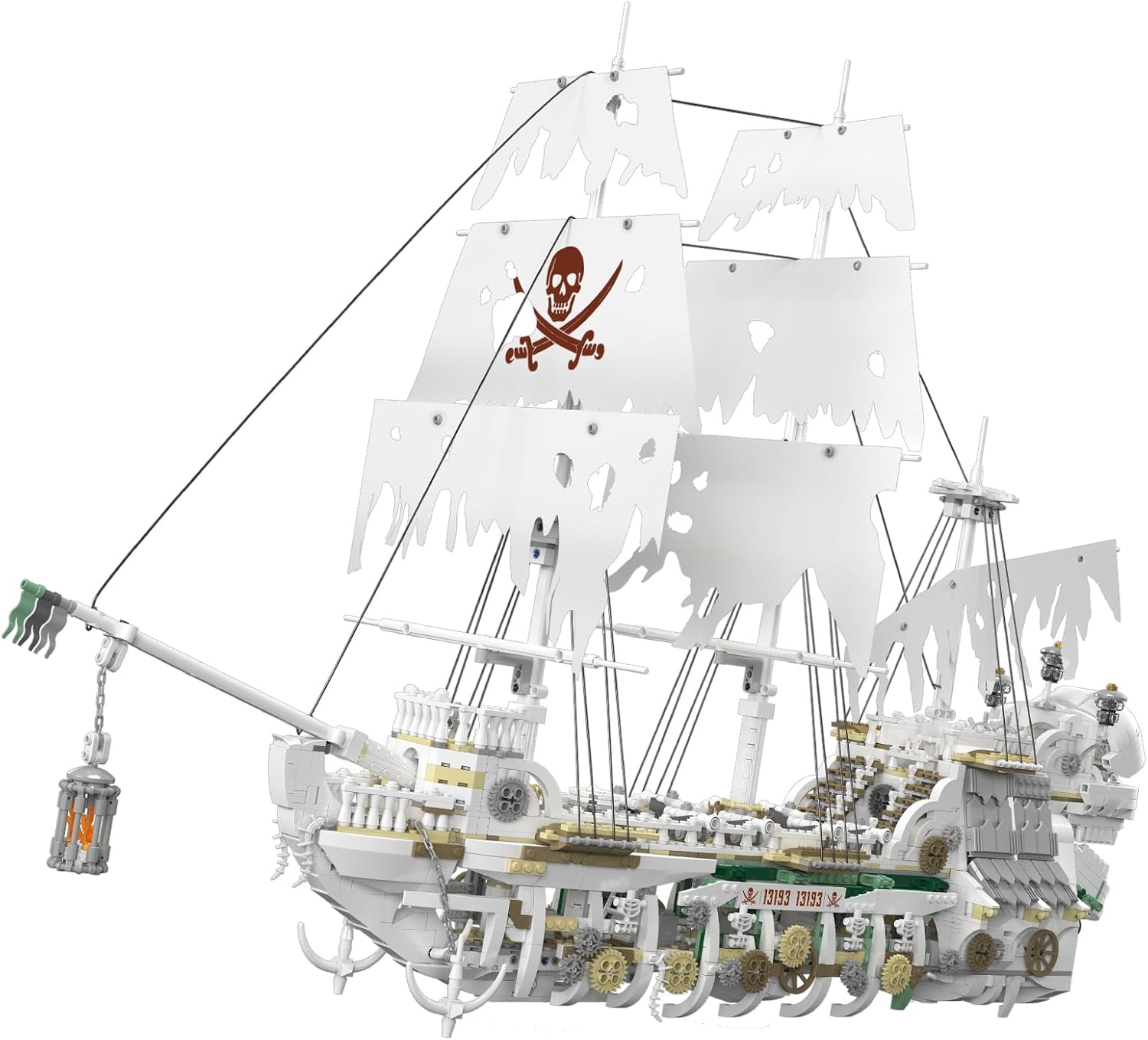 Mould King 13193 Captain Barbatos Pirate Ship Clamp Building Blocks Kit, Charons Treasure Ship Blocks Set, Fix for Pirates of The Caribbean Big Sailing Ship Building Blocks Toy Set (3769 PCS)