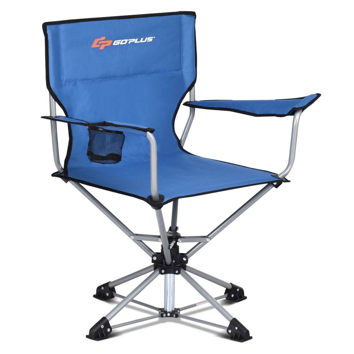 Goplus Collapsible Portable Swivel Camping Chair 360degreesFree - Blue