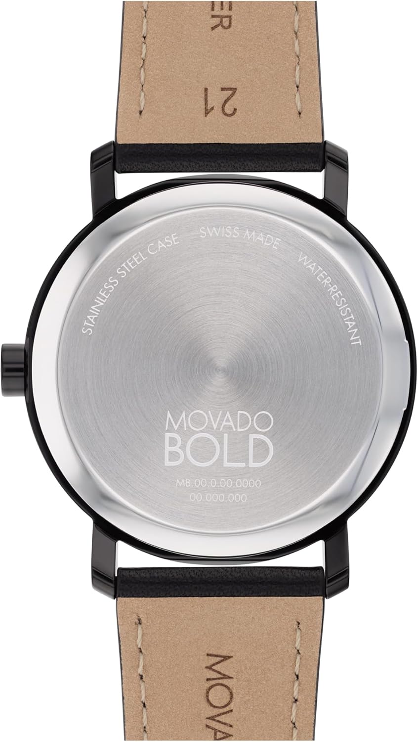 Movado Bold Evolution 2.0 Men's Watch - Swiss Quartz 2H Movement, Nappa Leather Strap - 3 ATM Water Resistance - Luxury Fashion Timepiece for Him - 40mm