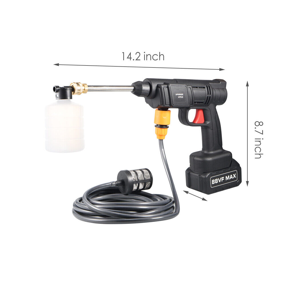 Electric Cordless High Pressure Washer Portable Power Cleaner Kit With 2 Nozzle