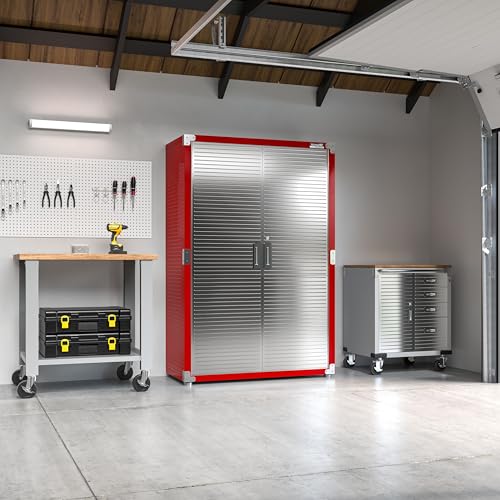 Seville Classics UltraHD Solid Steel Lockable Metal Storage Cabinet Locker Organizer, w/Adjustable Shelves for Garage, Warehouse, Office, Classroom, Granite, 48" W x 24" D x 72" H
