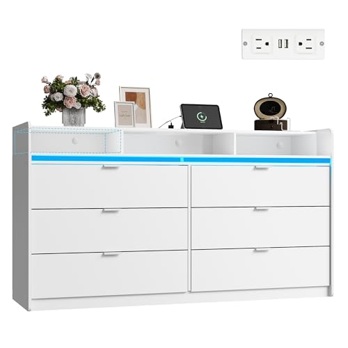 WLIVE 9 Drawer Dressers, Modern Large Wood Dresser Chest for Bedroom Organize with Sturdy Metal Handle, TV Stand for 75 inch TV, Living Room Office, Hallway, Ball Bearing Slide, Grey Oak (63" W)