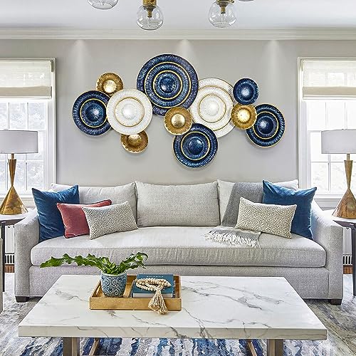 KEQAM Metal Wall Art for Living Room,Large Metal Wall Decor,Modern Luxury Wall Sculpture,3D Lotus Leaf Wall Decor For Living Room,Dining Room Bedroom Outdoor 50''x26''