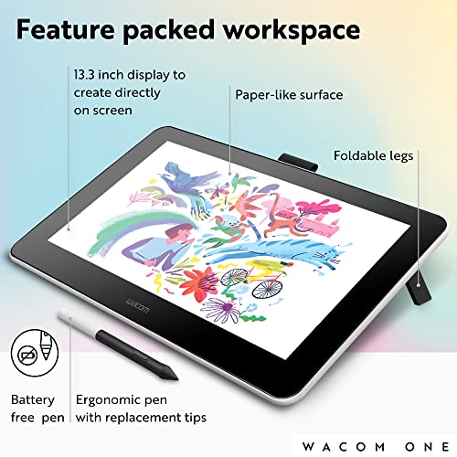 Wacom One 12 Drawing Tablet with Screen (2023), Full-Laminated 11.6” HD Screen Graphics Monitor, Works with Mac, PC & Chromebook for Drawing, Photo/Video Editing, Design, & Education