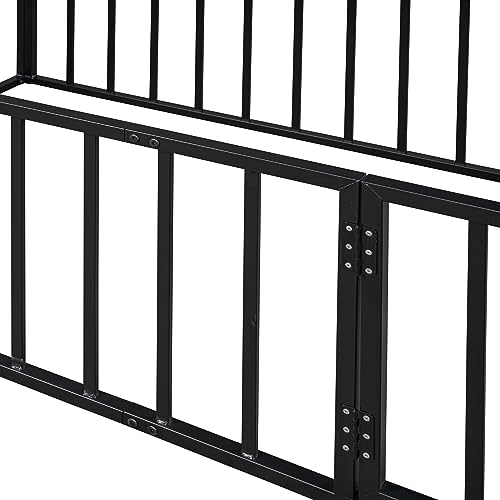 Bellemave Full Montessori floor bed,Floor Bed, Floor Bed with Door,Floor Bed for Baby,Metal Kids Floor Bed(Black).