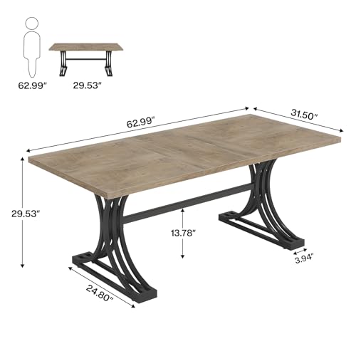 Tribesigns 63" Large Office Desk, Modern Rectangle Executive Desks with Stylish Gold Legs, Wood Faux Marble Desk, Business Furniture Work Desk for Home Office, White and Gold