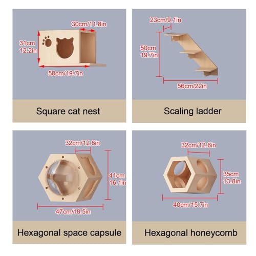 Cat Wall Shelves, Cat Wall Furniture, Cat Bridge Wall Mount Cat Perch, Hammock Cat Tree Cat Climber Set, DIY Combination (Color : Style4)