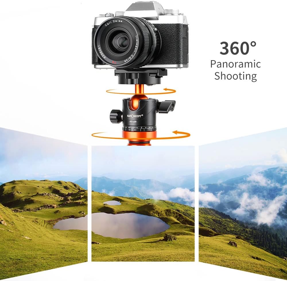 K&F Concept 62 inch DSLR Camera Tripod,K254A1+BH-28L (SA254M1) Lightweight and Compact Aluminum Detachable Monopod Tripod with 360 Panorama Ball Head Quick Release Plate for Travel and Work