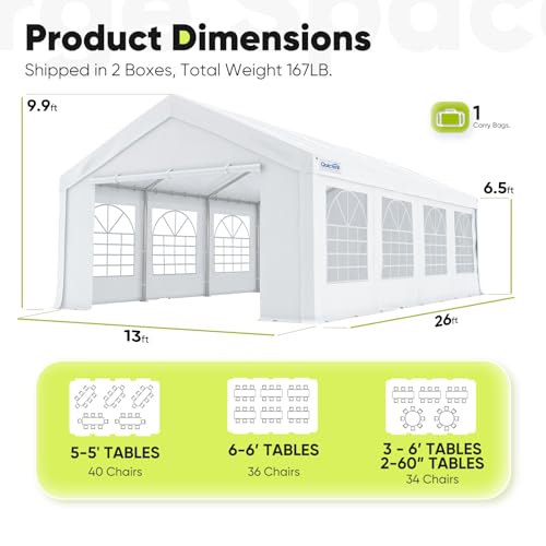 Quictent 20x20 Party Tent Heavy Duty Outdoor Canopy Tent Carport Wedding Event Shelter BBQ Wedding Tents for Parties with Storage Bags(Mesh)