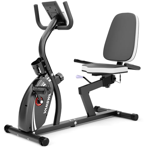 VANSWE Recumbent Exercise Bike for Adults Seniors - Recumbent Bikes for Home with Magnetic Resistance, Bluetooth and App Connectivity, Pulse Sensor
