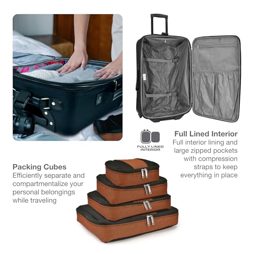Travel Select Amsterdam 4-Piece Softside Expandable Luggage Set, Lightweight 2-Wheel Upright Suitcases, Travel Tote, Packing Cubes, Gray