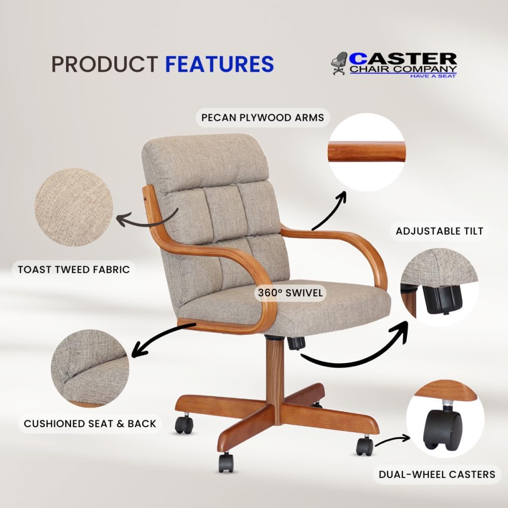 Caster Chair Company 5-Piece 42x42 Caster Dining Set Laminate Table Top & Toast Caster Chairs