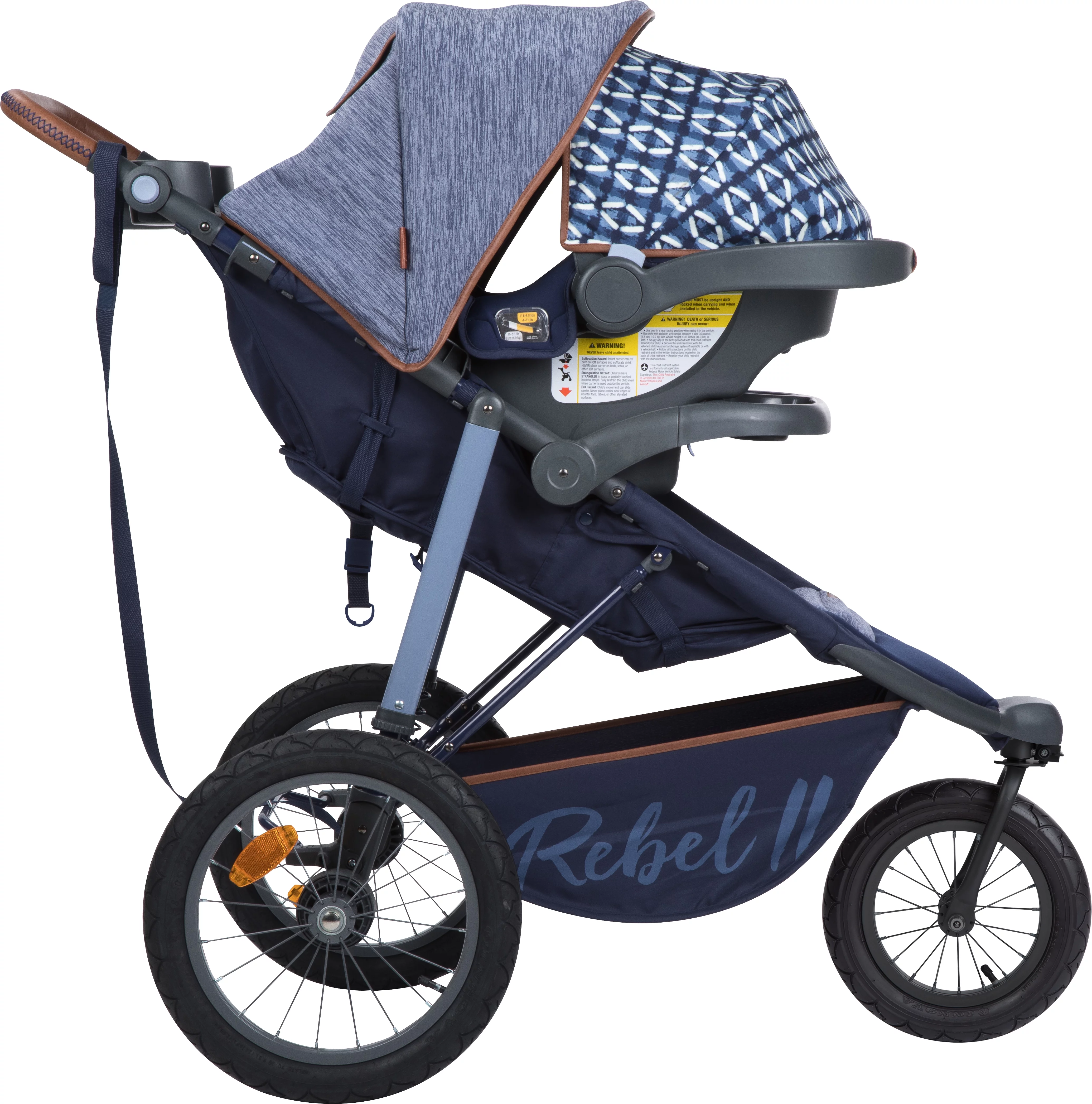 Monbebe Rebel II Complete Jogging Travel System Stroller with Rear-Facing Infant Car Seat, Boho