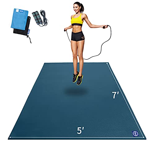 MRO Extra Large Exercise Mat 12'x7'/9'x7'/7'x7'/7'x5'(7mm), High-Density Workout Mats for Home Gym Flooring, Non-Slip, Extra Thick Durable Cardio Mat, Ideal for Plyo, MMA, Jump Rope - Shoe Friendly
