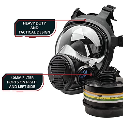 Parcil Distribution NB-100 Tactical Gas Mask Full Face Respirator Survival Gear