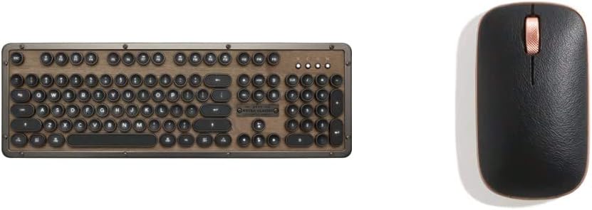 Azio Retro Classic Bluetooth 5.0 (Artisan) - Wireless/USB Wired Vintage Backlit Leather Mechanical Keyboard for PC/Mac (MK-RETRO-L-03B-US)