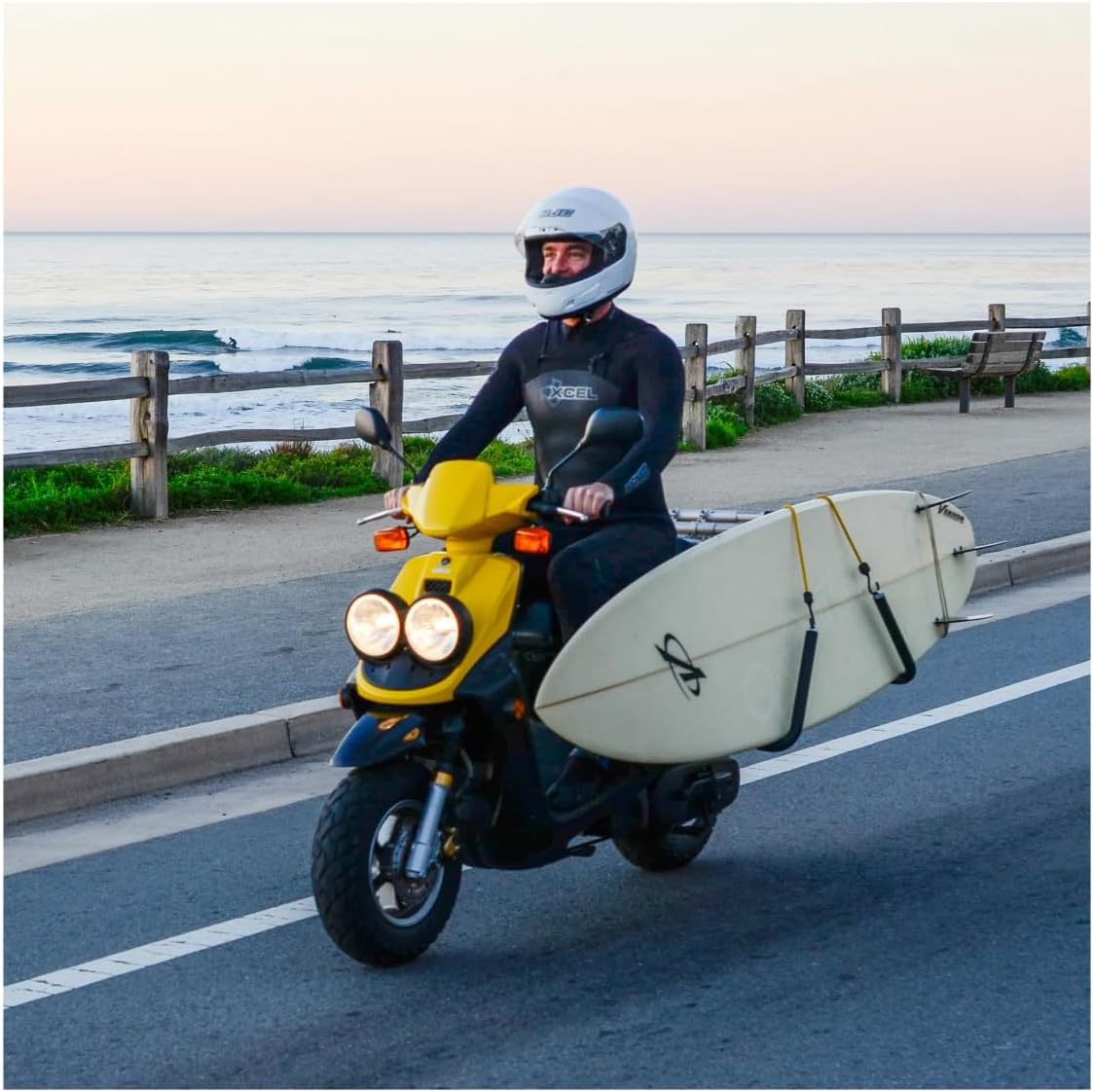 MBB Moped Surfboard Racks, by Moved By Bikes, Compatible with Mopeds or Electric Bikes with Tubular Cargo Racks, Longboards Shortboards SUP
