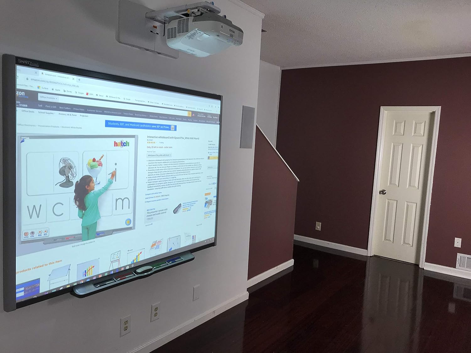 Interactive Smart Board with UST Projector for Classroom/Collaboration Presentation and Meetings