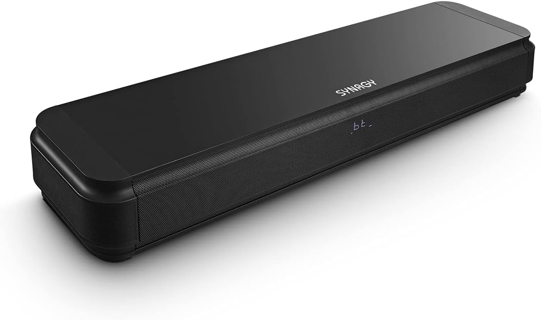 SYNAGY 2.1ch Sound Bar with Built-in Subwoofer, Bluetooth Home Theater Audio Soundbars for TV, Compact Soundbar with HDMI ARC/Optical/Aux-in/Line-in/USB Connectivity, 3 EQ Presets, Adjustable Bass