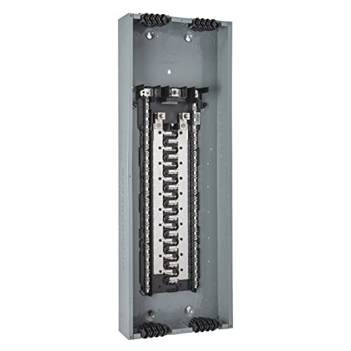 Schneider Electric HOM3060M200PQCVP Homeline 200 Amp 30-Space 60-Circuit Indoor Main Breaker Qwik-Grip Plug-On Neutral Load Center with Cover-Value Pack,Grey