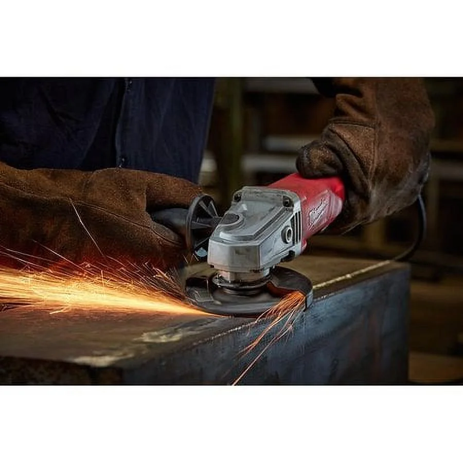 Milwaukee 6141-30 11 Amp Corded 4-1/2" Small Angle Grinder Paddle Lock-On, Red