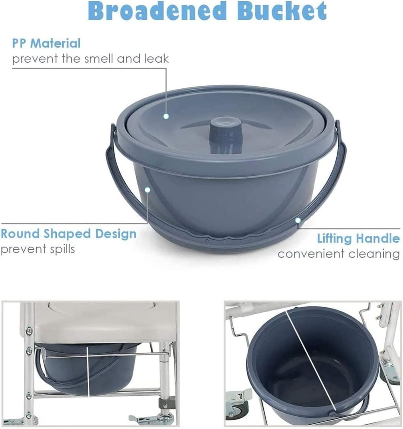 Commode Wheelchair - Shower Chair with Removable Pot Mobile Toilet Folding Pedal Mobile Bedside Commodes Comfortable Waterproof for Elderly Disabled 330 Lbs Weight Capacity