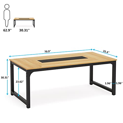 Tribesigns Modern Computer Desk, 63 x 31.5 inch Large Executive Office Desk Computer Table Study Writing Desk Workstation for Home Office, Spliced Desktop, White