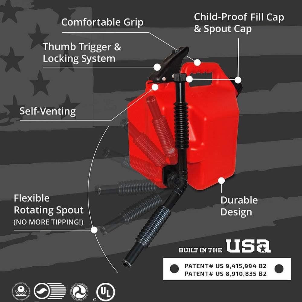 SureCan Self Venting Easy Pour 5 Gallon Flow Control Gas Container (2 Pack)