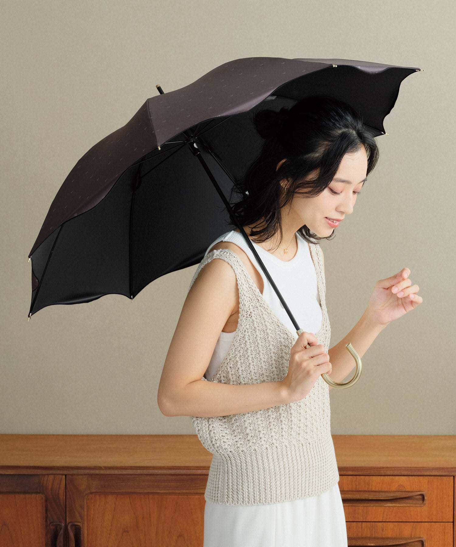 [Wpc. Official] Sun Umbrella Light Blocking Heart Mellow 50cm Complete Light Blocking Heat Insulation UV Cut Rain and Shine Dual Use Ladies Long Umbrella