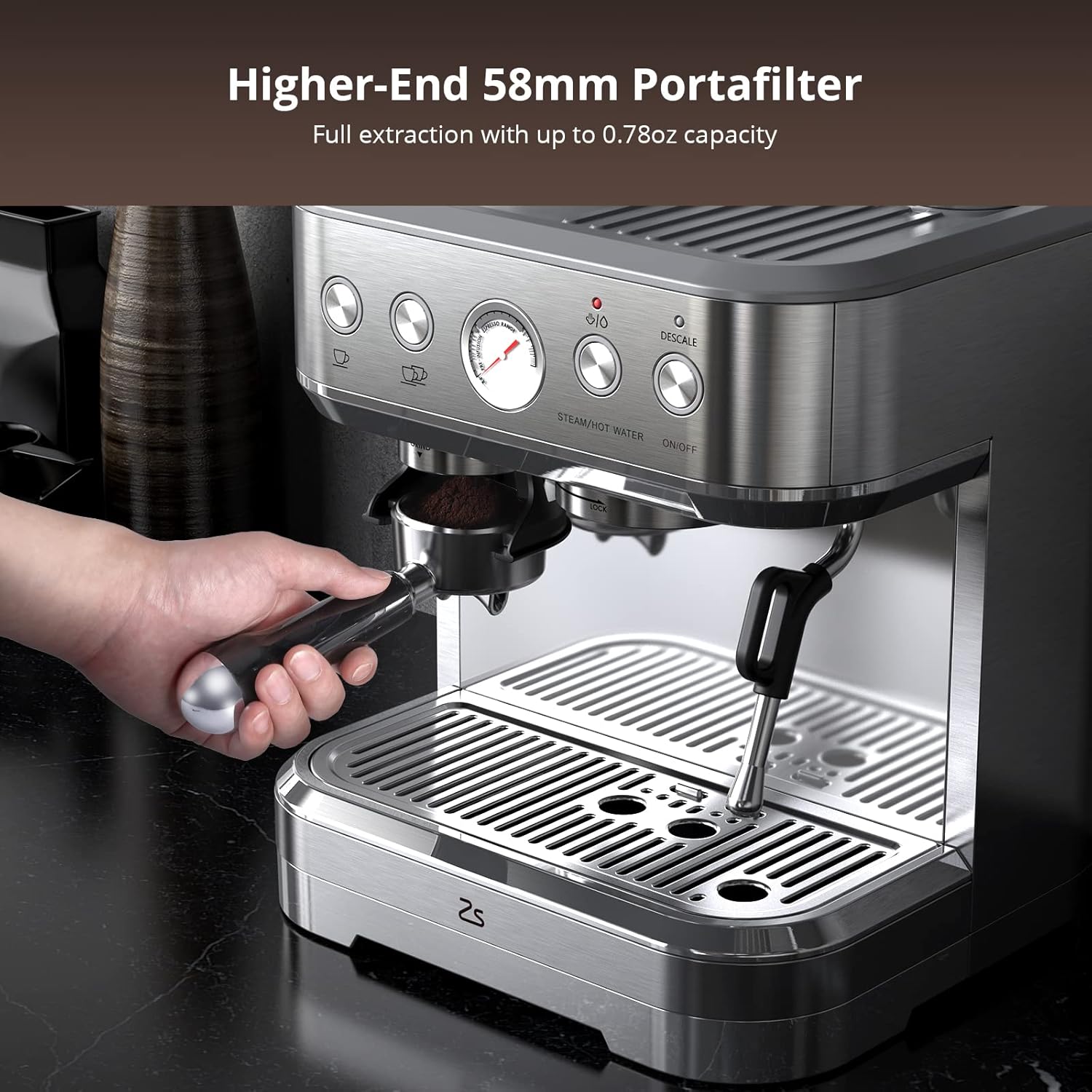 Espresso Machine with Grinder, Upgraded 15 Bar Automatic Espresso Coffee Maker with Milk Frother for Cappuccino Latte
