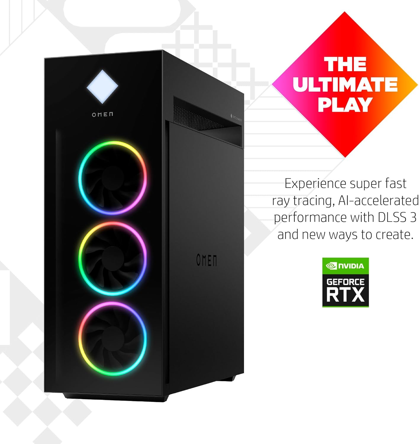 HP OMEN 45L Gaming Desktop, 14th Generation Intel Core i7-14700K, 32 GB RAM, 1 TB Solid State Drive, NVIDIA GeForce RTX 4070 SUPER Ti Graphics, Windows 11 Pro, GT22-2060 (2024)