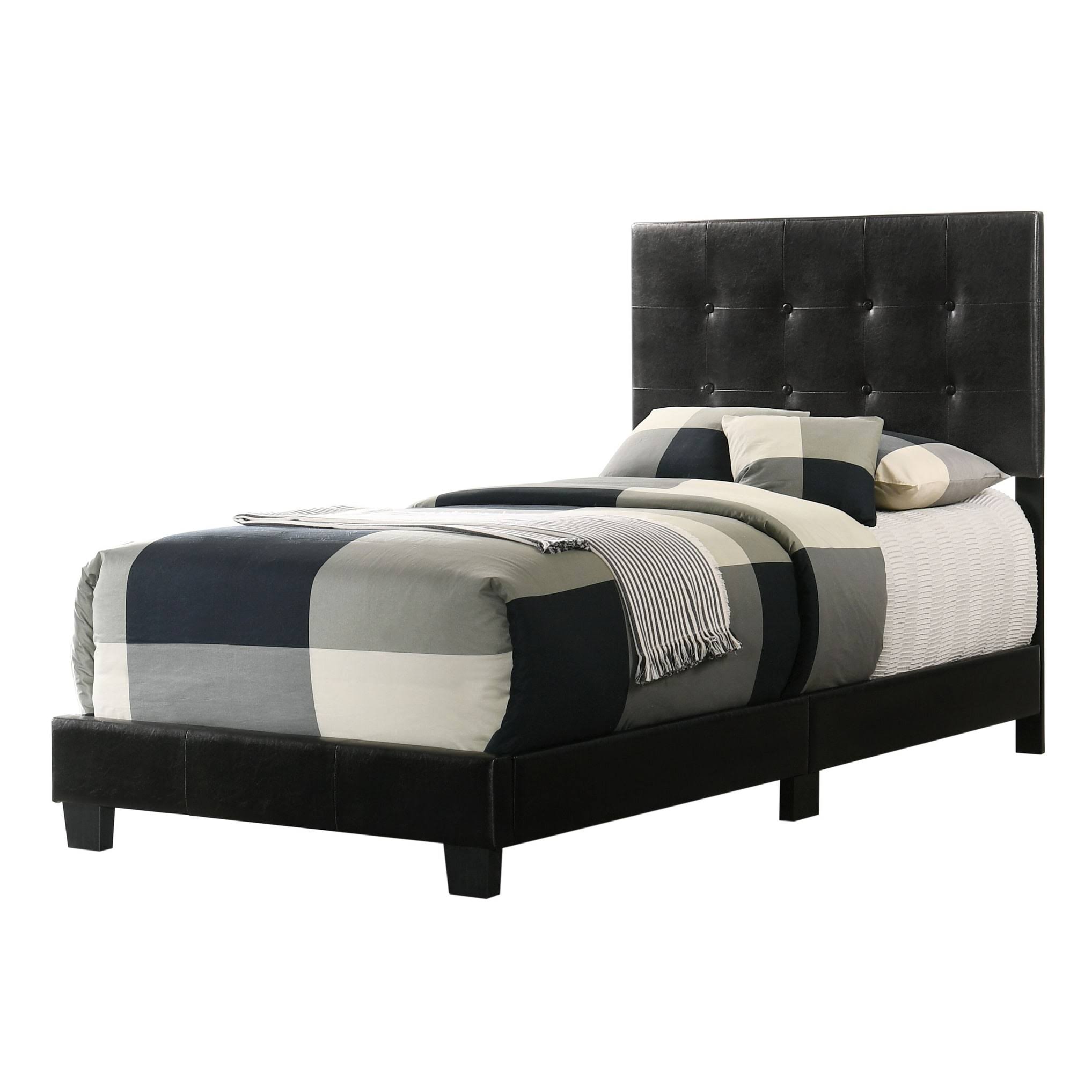 Glory Furniture Caldwell Faux Leather Panel Twin Bed in Black